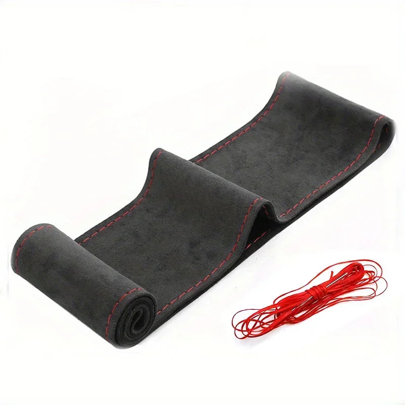 Suede Car Steering Wheel Cover Universal 38CM Car Steering Wheel Cover Leather Nterior Parts Braiding Cover for Steering Wheel