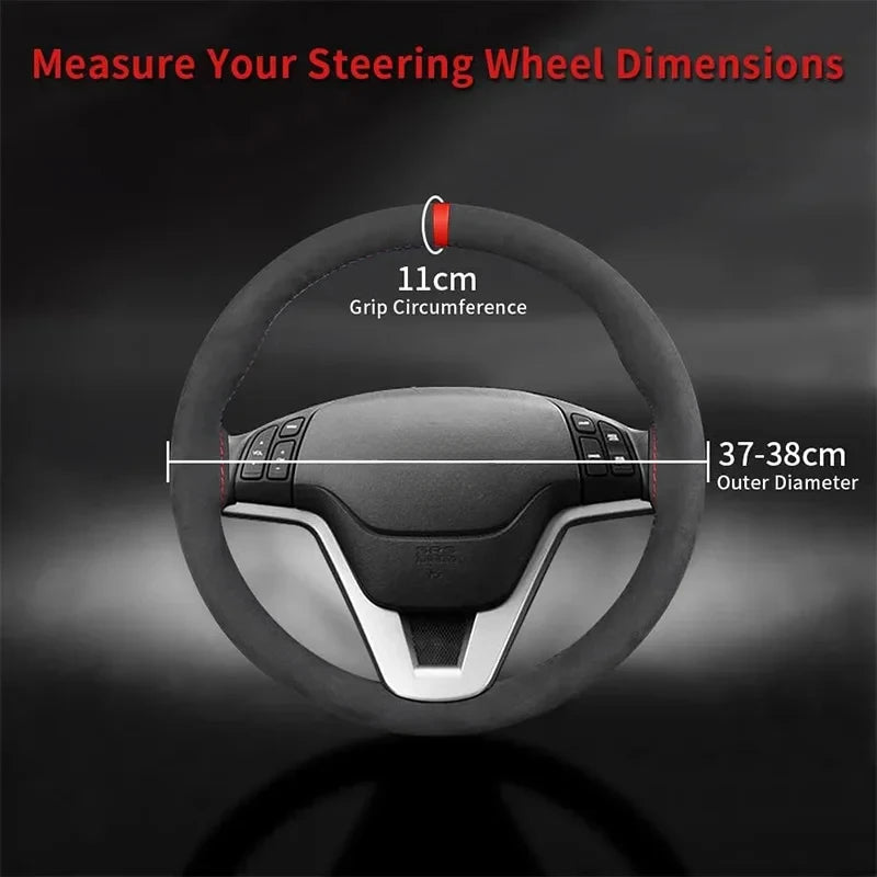 Suede Car Steering Wheel Cover Universal 38CM Car Steering Wheel Cover Leather Nterior Parts Braiding Cover for Steering Wheel